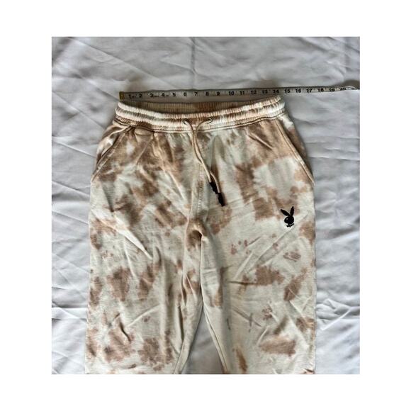 Playboy x Missguided Tie Dye Joggers Sweatpants Beige Tan Logo Loungewear - Picture 6 of 16